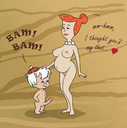 A highly pregnant Wilma getting kinky just by witnessing tiny Bam bam 's  not so tiny sausage. â€“ Flintstones Hentai